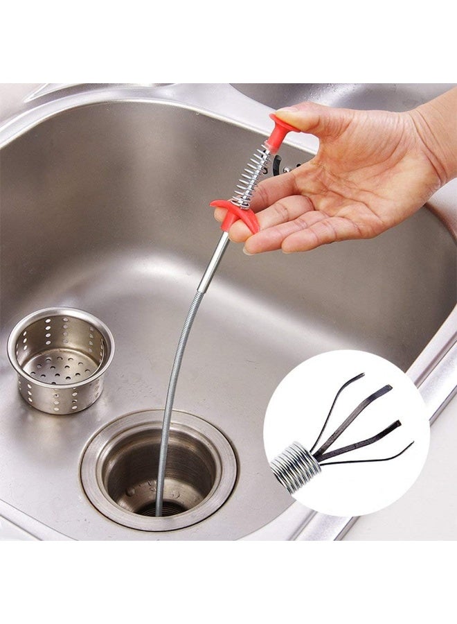 jaexest 7 Pack Drain Snake, 20 Inch Hair Drain Clog Remover Drain Relief Auger Cleaning Tool (2 Stainless Steel And 5 Plastic) - Image 3